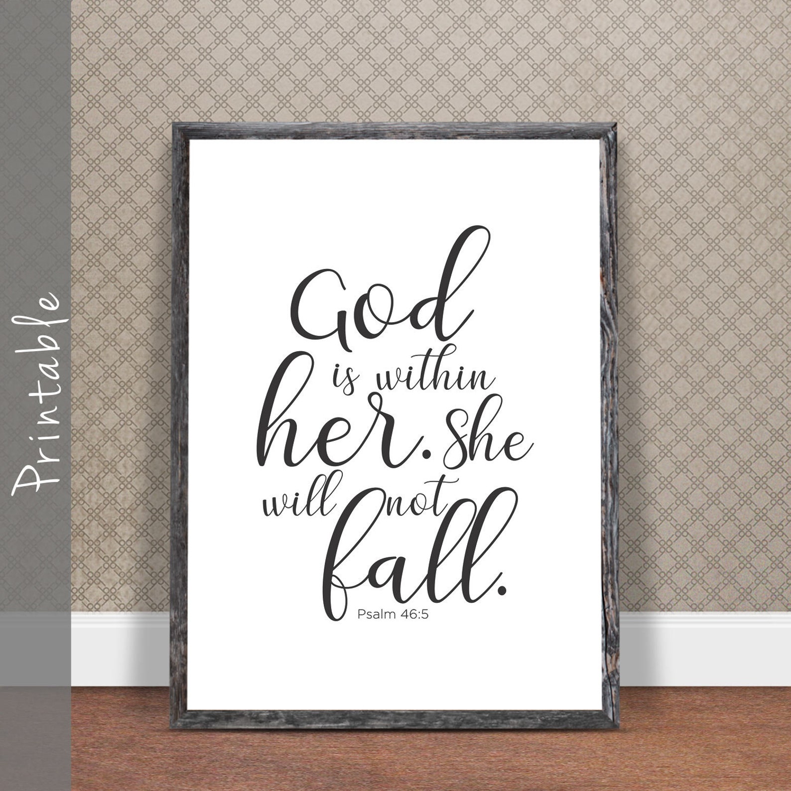God is Within Her She Will Not Fall Bible Verse Printable - Etsy