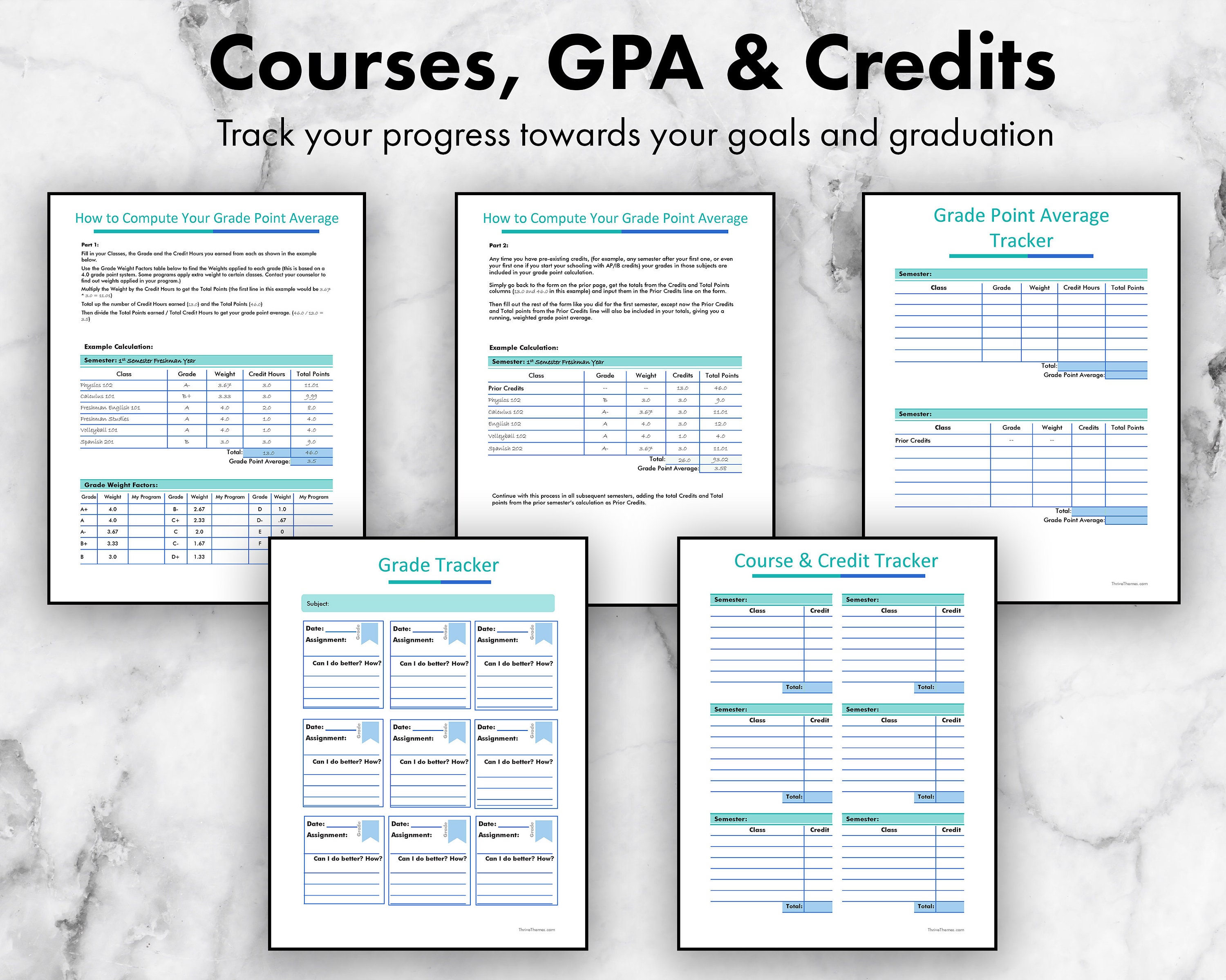 College Student Planner Printable 4 Sizes Undated - Etsy