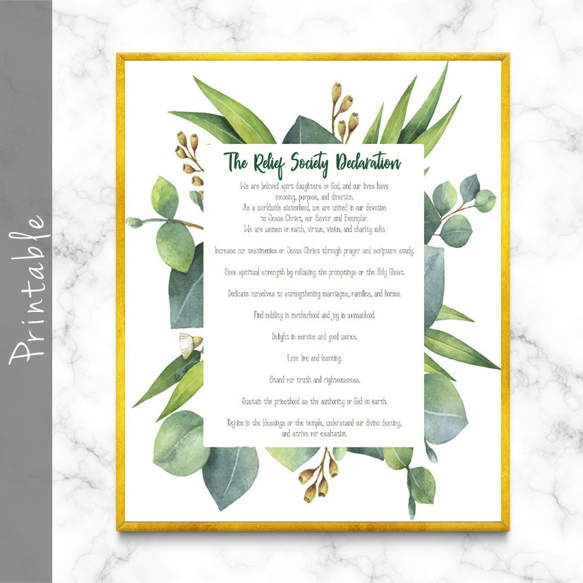 Relief Society Declaration and Purpose LDS Printable Poster | Etsy