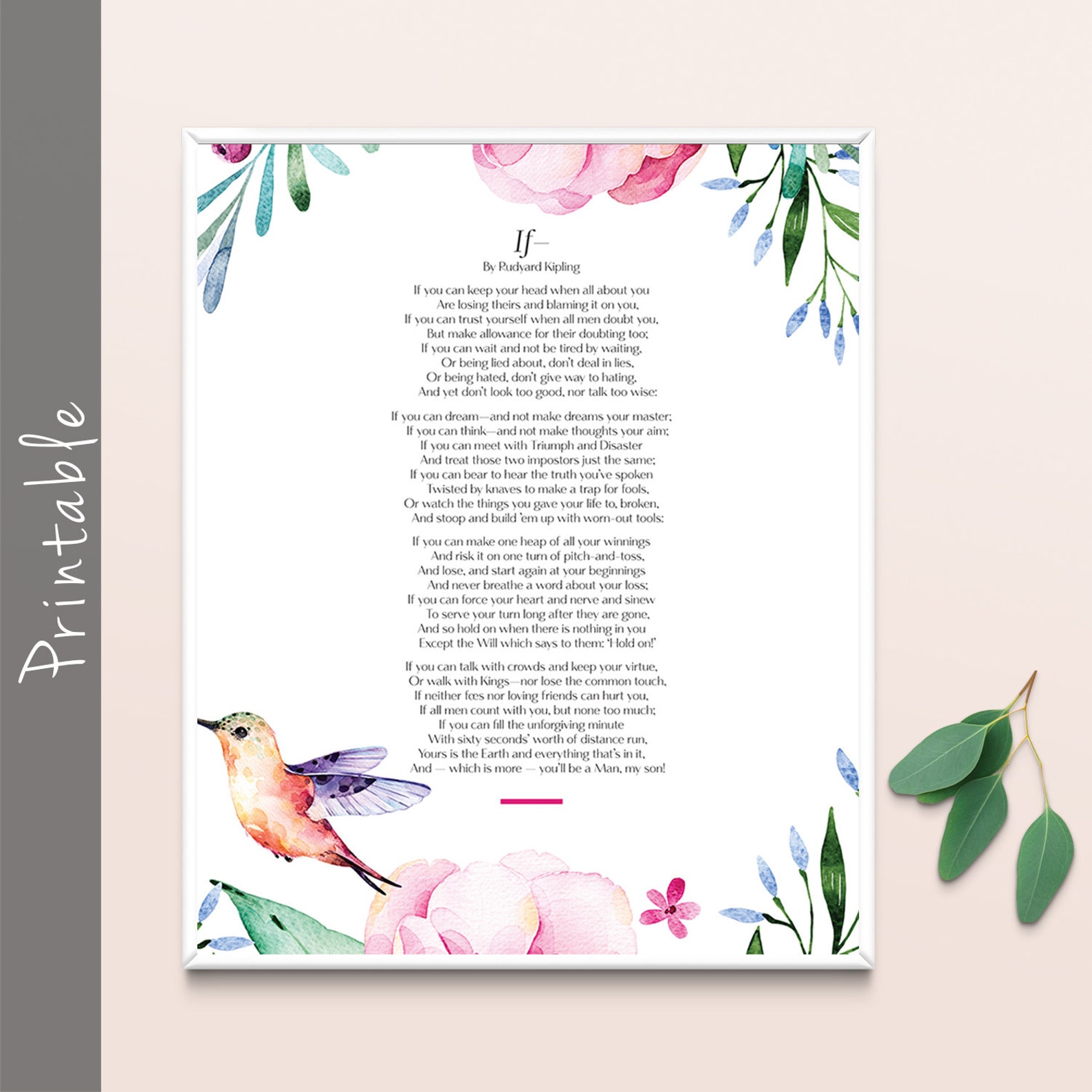 If Poem By Rudyard Kipling Printable You ll Be A Man My Etsy