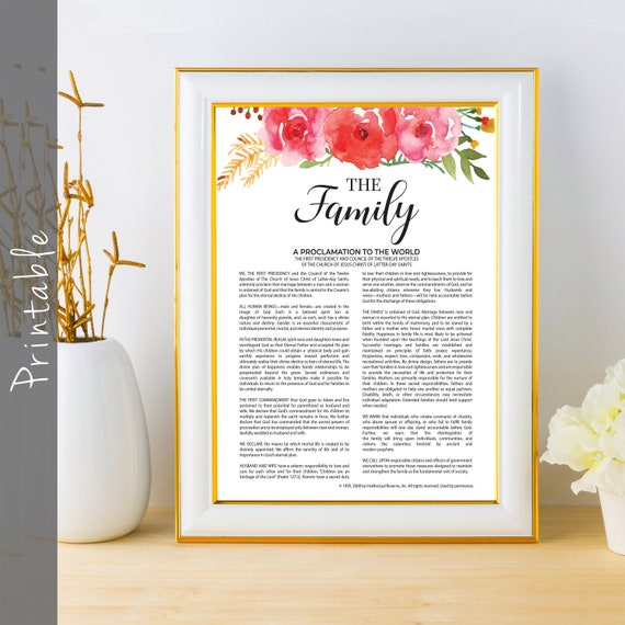 The Family A Proclamation to the World Printable LDS Art in Etsy