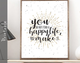 You Do Not Find A Happy Life You Make It Printable Inspirational Wall Art