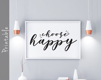 Choose Happy Printable Landscape Wall Hanging