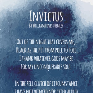 Invictus Poem by William Ernest Henley Printable Wall Art, You'll Be A ...