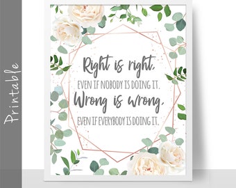 Inspirerende quote Art Print, botanisch bloemdessin (digitale download)