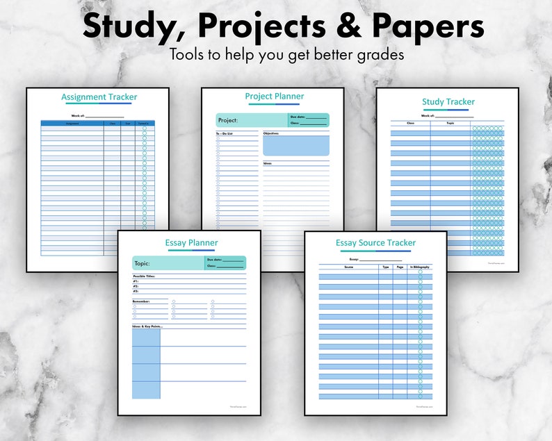 College Student Planner Printable - 4 Sizes, Undated University Student ...