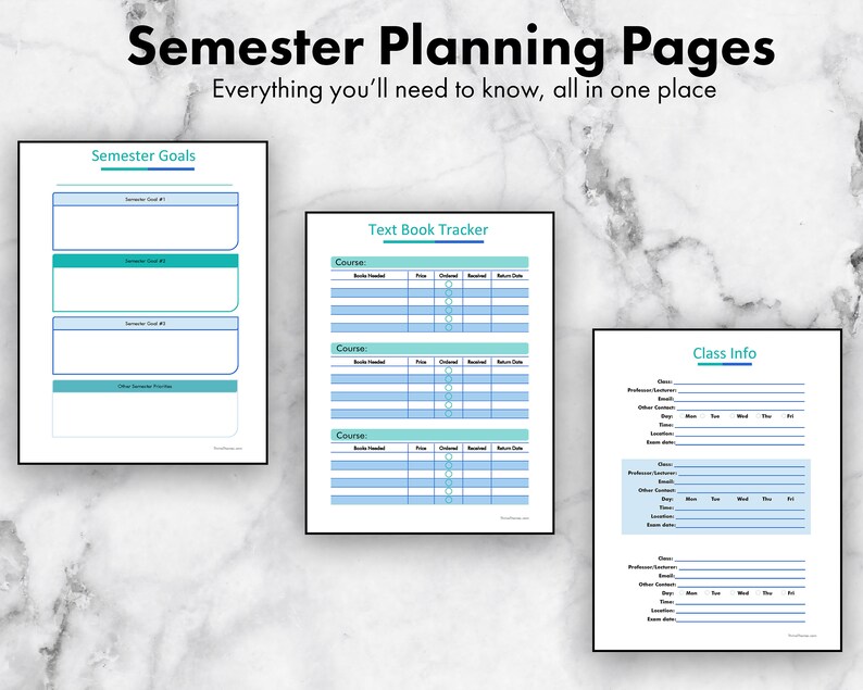 College Student Planner Printable - 4 Sizes, Undated University Student ...