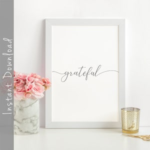 Grateful Printable Wall Art Gratitude Print Religious Art