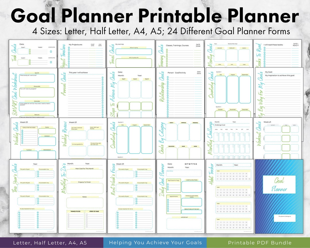 2021 Goal Planner Printable Planner Download, Goal Setting Planner ...