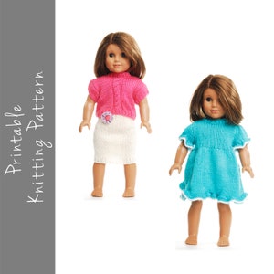 Conjunto de festa de roupas de boneca com padrão de tricô para bonecas americanas e outras bonecas de 18 polegadas