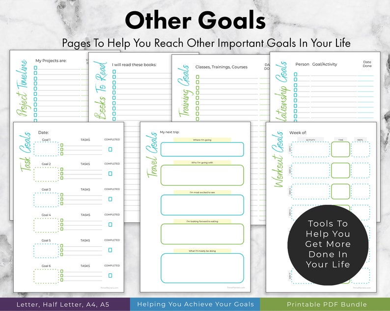 2021 Goal Planner Printable Planner Download Goal Setting | Etsy