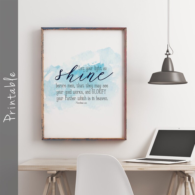 Let Your Light So Shine Before Men Bible Verse Printable Etsy