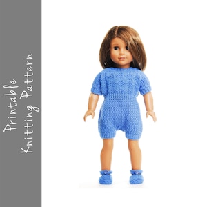 Padrão de tricô para roupas de boneca – Macacão serve para bonecas American Girl, Madame Alexander, Our Generation, My Life As e outras bonecas de 18 polegadas