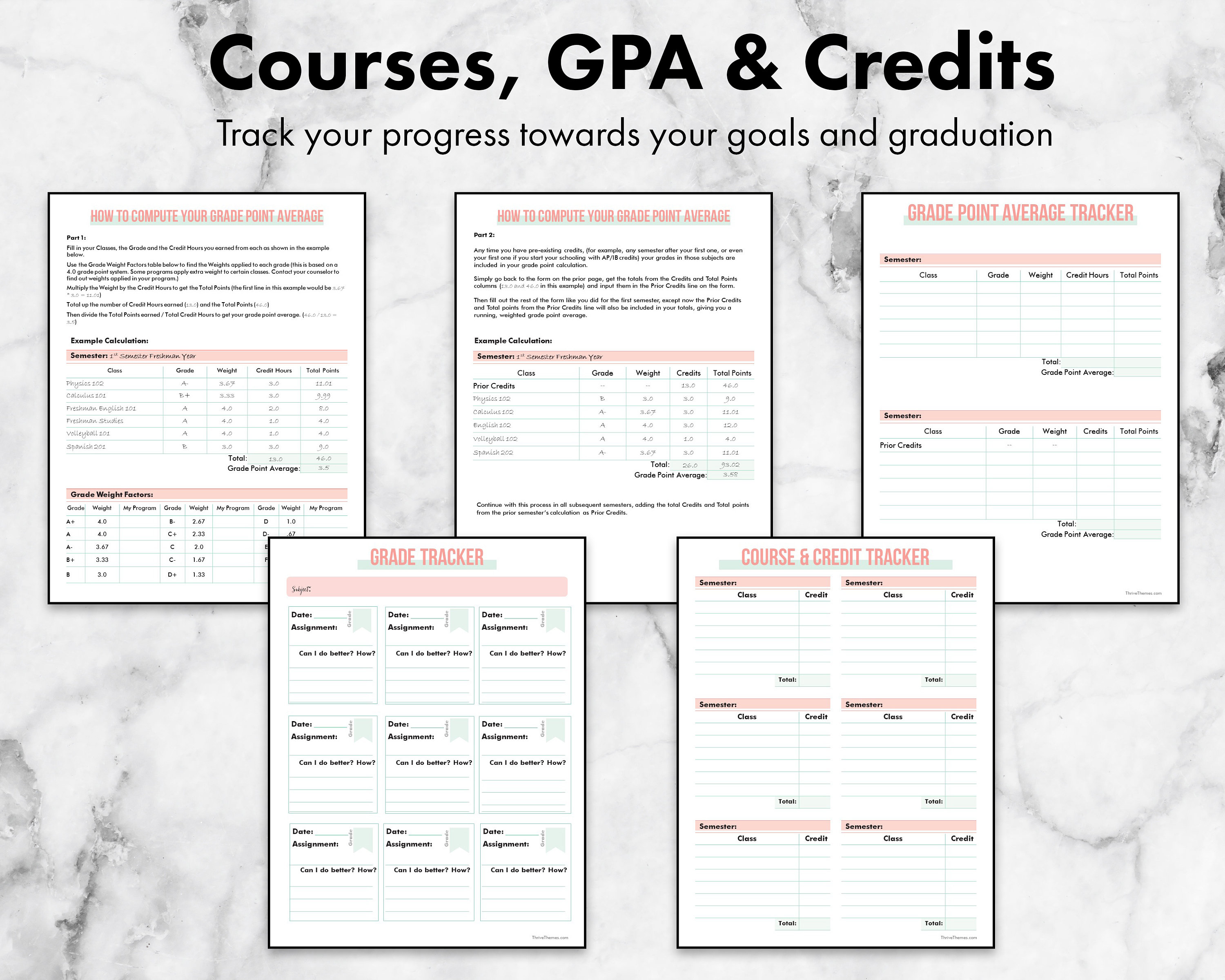 College Student Planner Printable Undated University Academic | Etsy