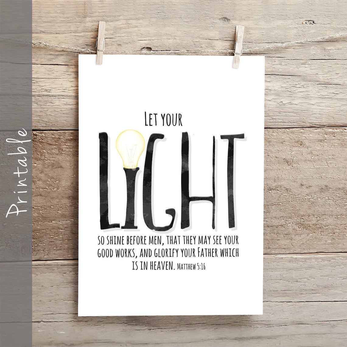 Let Your Light so Shine Before Men Bible Verse Printable - Etsy