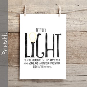 Let Your Light so Shine Before Men Bible Verse Printable Matthew 5 16 ...