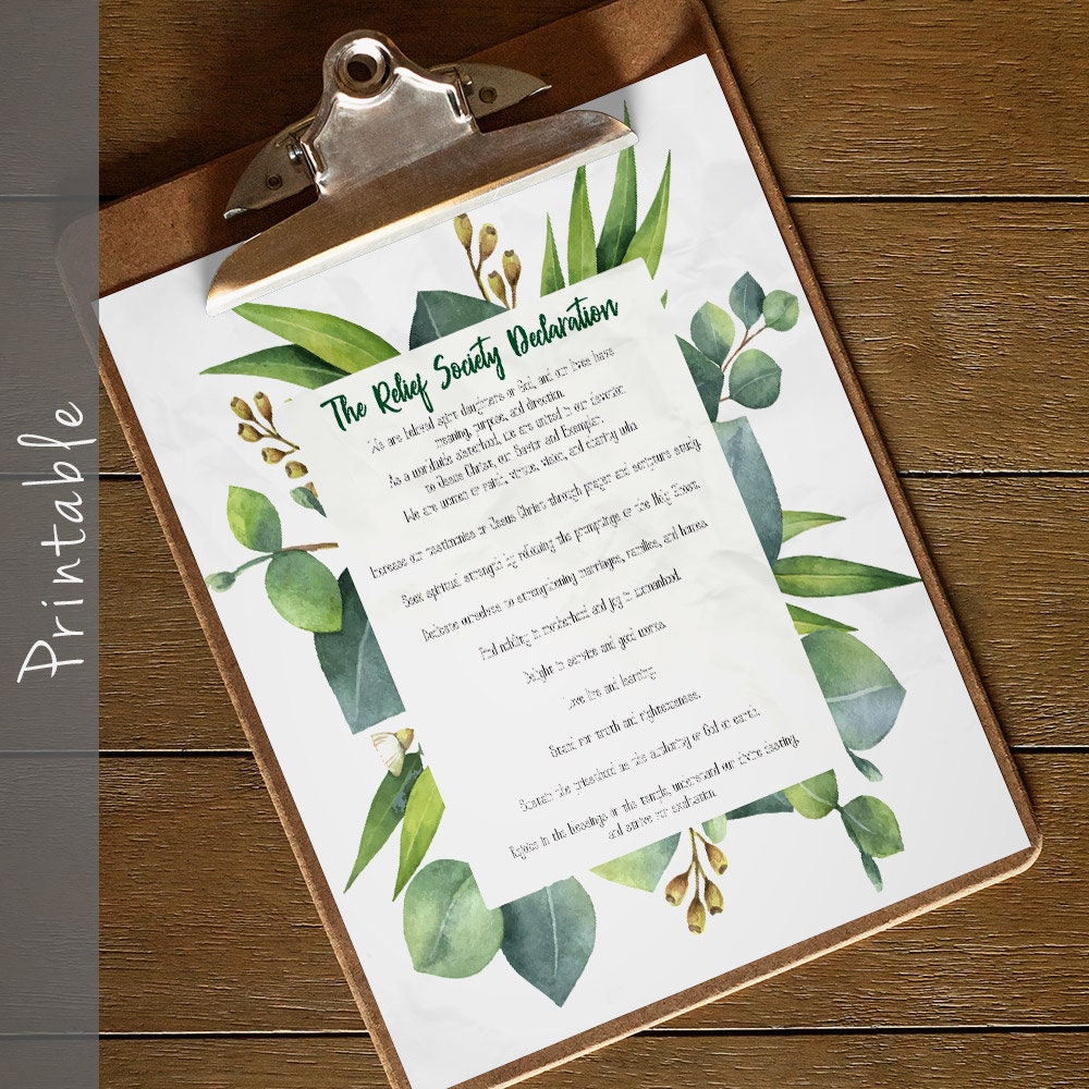Relief Society Declaration and Purpose LDS Printable Poster | Etsy