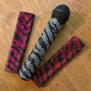 Tiger/Zebra Rhinestone microphone sleeve cover for wireless mics