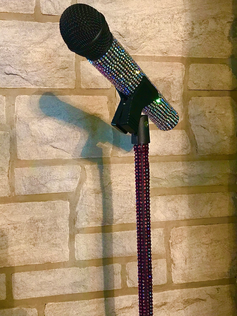 Rhinestone Mic Microphone Stand Sleeve Cover Etsy