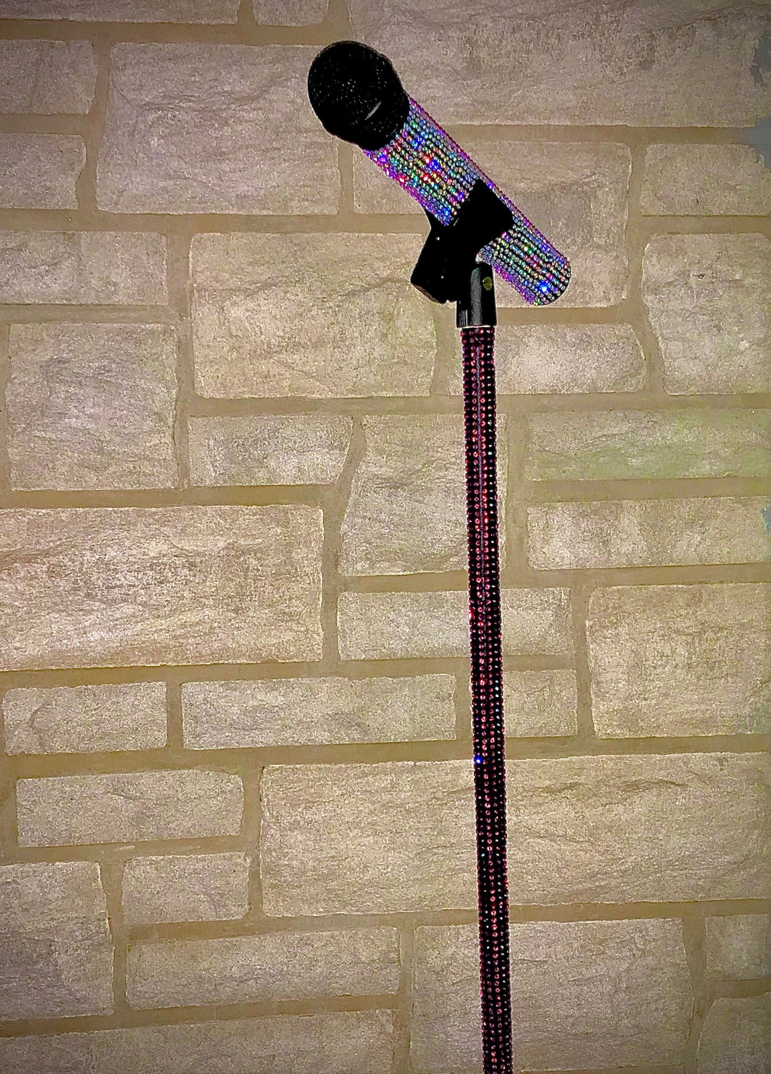 Rhinestone Mic Microphone Stand Sleeve Cover Etsy