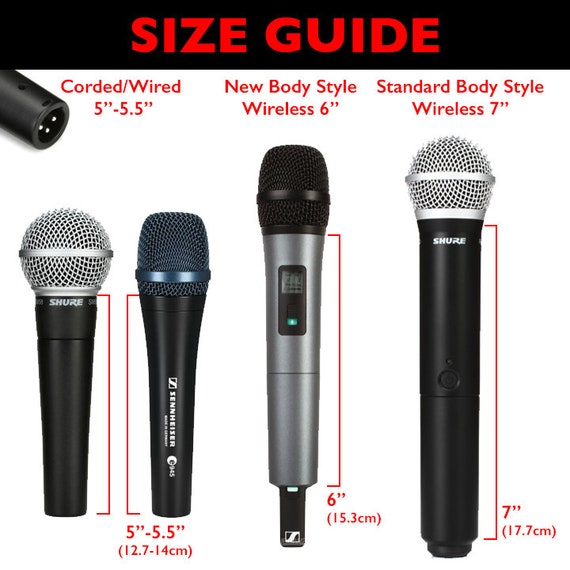 Solid Color Rhinestone Microphone Sleeve Cover for Corded and Wireless Mics  