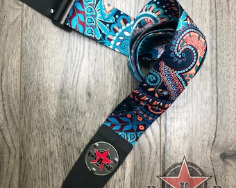 Turquoise Paisley 2” Webbing Guitar Strap Ukelele