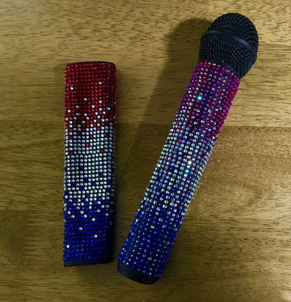 USA Red/white/blue Rhinestone Microphone Sleeve Cover for Etsy