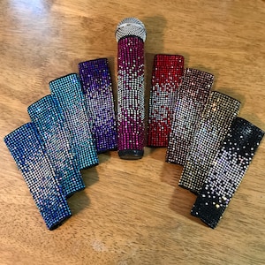 2-color Ombré Rhinestone Microphone Sleeve Cover for Corded and Wireless Mics