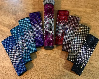 2-color Ombré Rhinestone Microphone Sleeve Cover for Corded and Wireless Mics