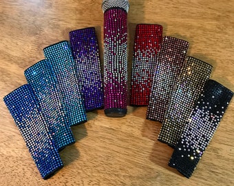2-color Ombré Rhinestone Microphone Sleeve Cover for Corded and Wireless Mics