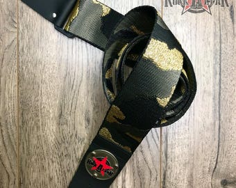 Black and Gold Camo 2” Woven Webbing Guitar Strap Ukelele