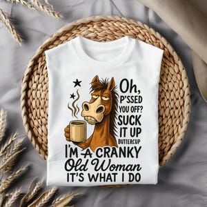 Funny Grumpy Horse PNG: Sarcastic Old Woman Quote (Digital Download)