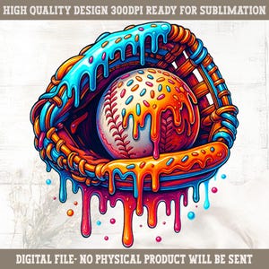 Baseball Drip Ice Cream Sprinkles PNG: Sport Team Sublimation (Digital File)