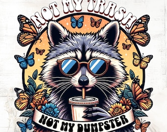 Funny Raccoon Iced Coffee PNG: Snarky Sublimation Design (Digital File)
