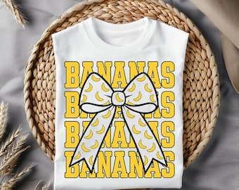 Bananas Baseball coquette bow PNG Transparent Funny Bananas lovers Baseball Digital Clipart Funny Banana Playing Baseball trendy png
