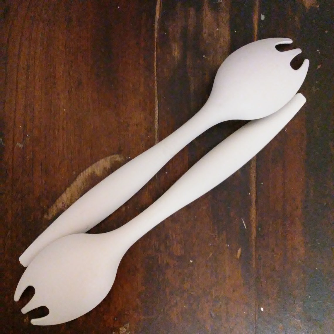 Tupperware Salad Forks/vintage Sporks/almond Salad Tongs/ Etsy