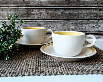 Vintage Franciscan Hacienda Gold Cup and Saucer Set: Southwest Earthenware