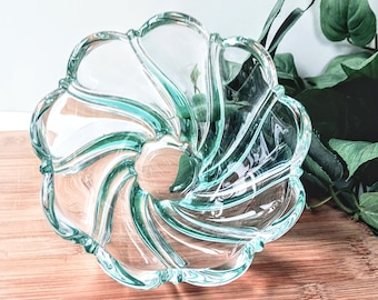 Vintage Mikasa Crystal Candy Bowl: Peppermint Swirl Scandinavian Decor