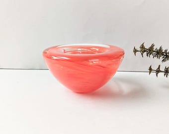 Kosta Boda Atoll Orange Swirl Art Glass Votive - Anna Ehrner Design