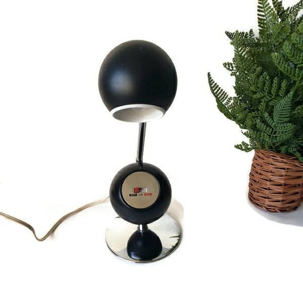 Vintage Telescoping Desk Table Lamp/ Black and Chrome JC Penney Orb Light/Mid Century 1960s Lighting/