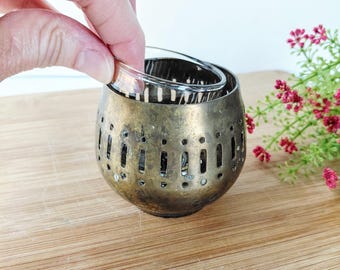 Brass Archana Handicrafts Tea Light Votive Candle Holder/  Scandi Japandi Bohemian Farmhouse Country Cottage Decor