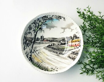 Vintage Wood & Sons Country Lane Brown Bowls: Staffordshire Ceramic, Set of 4, French Country Cottage Core Farmhouse/ Autumn Thanksgiving