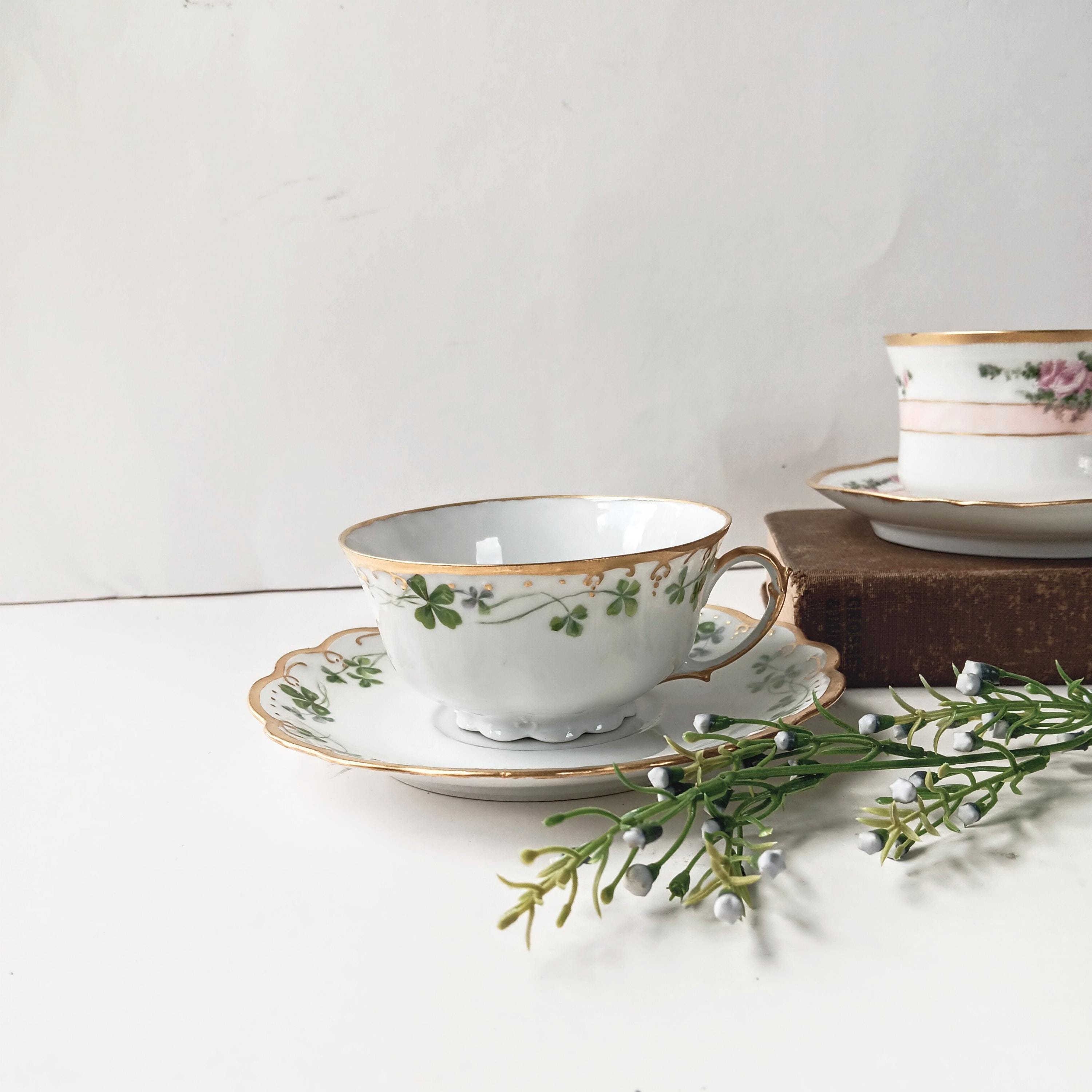 Antique MZ Austria Tea Cup and Saucer: Pink Floral Gold Trim - Etsy