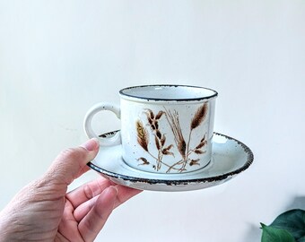 Vintage Midwinter Stonehenge Cup and Saucer: Wild Oats Stoneware