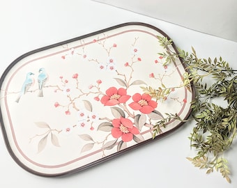 Vintage Clover Leaf Melamine Tray: Oriental Poppy Cottagecore Decor