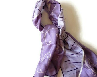Hand Rolled Pure Silk Scarf: Vintage 1960s Hearts & Flowers, Made in Japan