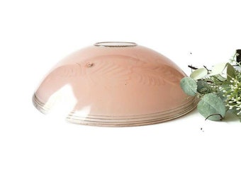 1930s Semi Flush Ceiling Light Shade/ 3 Hole Pink and Clear Glass Bowl/ Art Deco Fixture Cover/ Replacement, Remodel