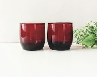 Vintage Royal Ruby Red Anchor Hocking Tumblers - Mid Century Modern (Set of 2)