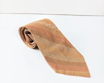 Vintage Geometric Stripe Tie: 1960s-70s Acetate Rayon Jacquard