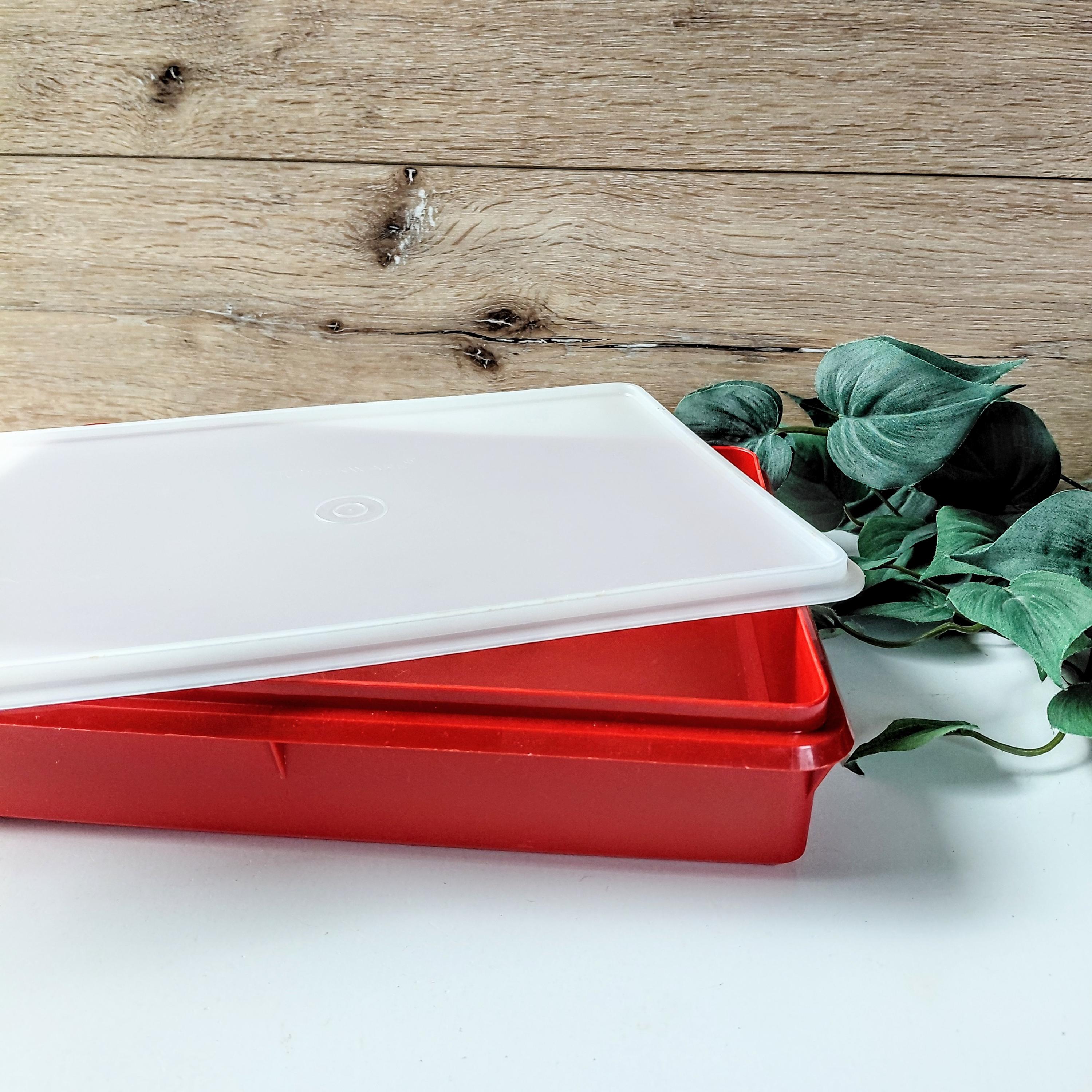 Vintage 1970s Paprika Red 9x13 Rectangle Tupperware Snack-stor